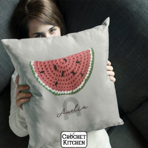 Cosy Crochet Watermelon Fruit Aesthetic Monogram  Cushion