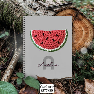 Cosy Crochet Watermelon Fruit Aesthetic Monogram  Notebook