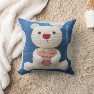 Cosy Crocheted Bear Decorative Pillow