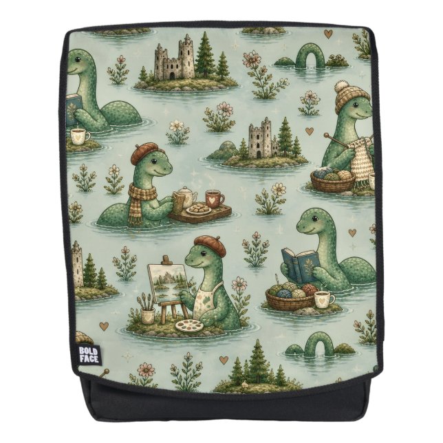 Cosy Cryptids Nessie Loch Ness Monster hobbies  Backpack (Front)