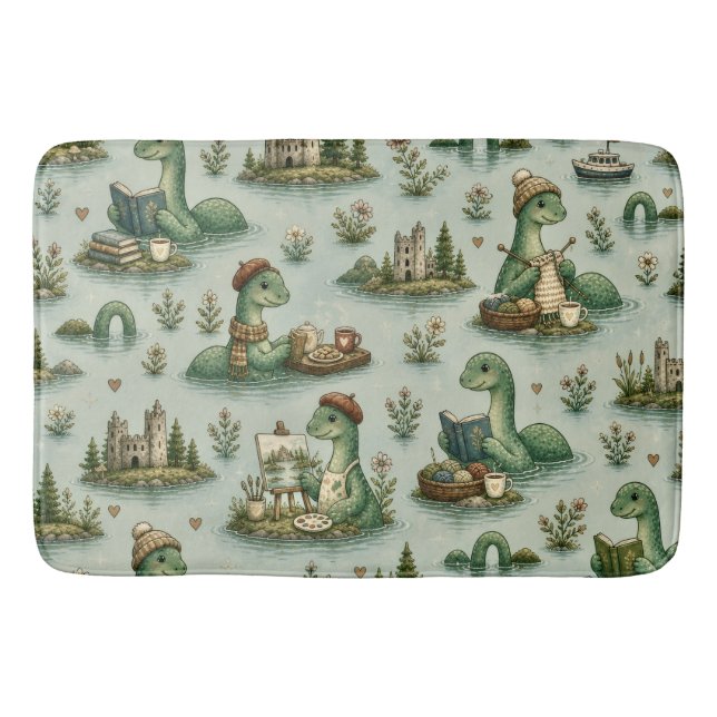 Cosy Cryptids Nessie Loch Ness Monster hobbies  Bath Mat (Front)