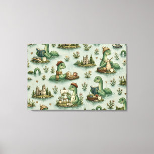 Cosy Cryptids Nessie Loch Ness Monster hobbies  Canvas Print