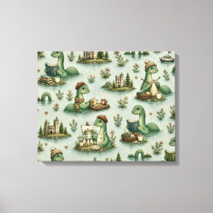 Cosy Cryptids Nessie Loch Ness Monster hobbies Canvas Print