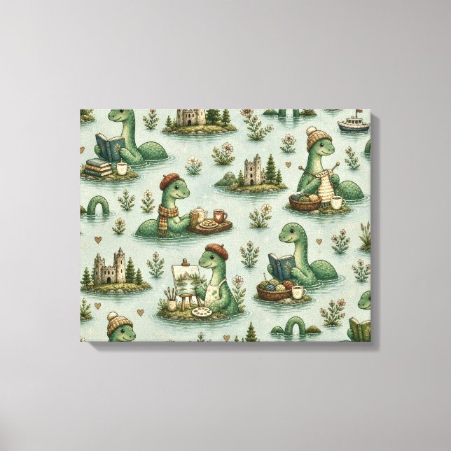 Cosy Cryptids Nessie Loch Ness Monster hobbies  Canvas Print (Front)