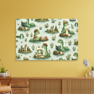 Cosy Cryptids Nessie Loch Ness Monster hobbies  Canvas Print
