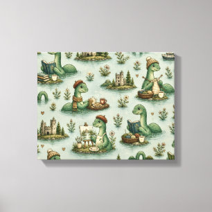 Cosy Cryptids Nessie Loch Ness Monster hobbies  Canvas Print