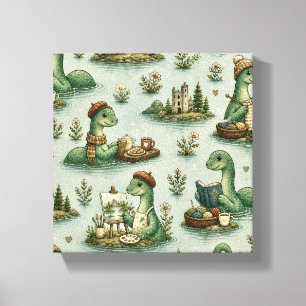 Cosy Cryptids Nessie Loch Ness Monster hobbies  Canvas Print