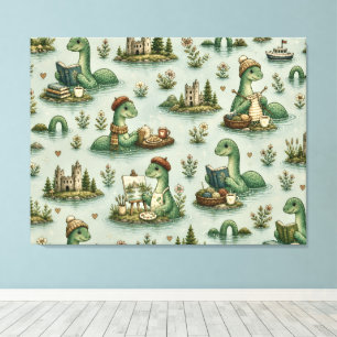 Cosy Cryptids Nessie Loch Ness Monster hobbies  Canvas Print