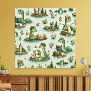 Cosy Cryptids Nessie Loch Ness Monster hobbies  Canvas Print