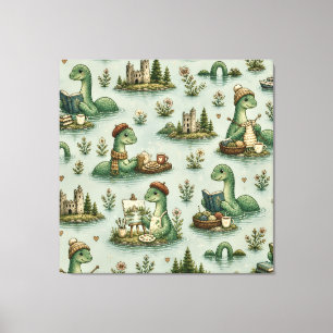 Cosy Cryptids Nessie Loch Ness Monster hobbies  Canvas Print
