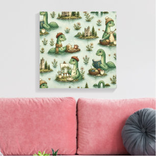 Cosy Cryptids Nessie Loch Ness Monster hobbies  Canvas Print