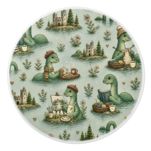 Cosy Cryptids Nessie Loch Ness Monster hobbies Ceramic Knob