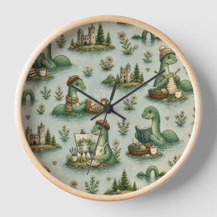 Cosy Cryptids Nessie Loch Ness Monster hobbies  Clock