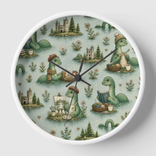 Cosy Cryptids Nessie Loch Ness Monster hobbies  Clock