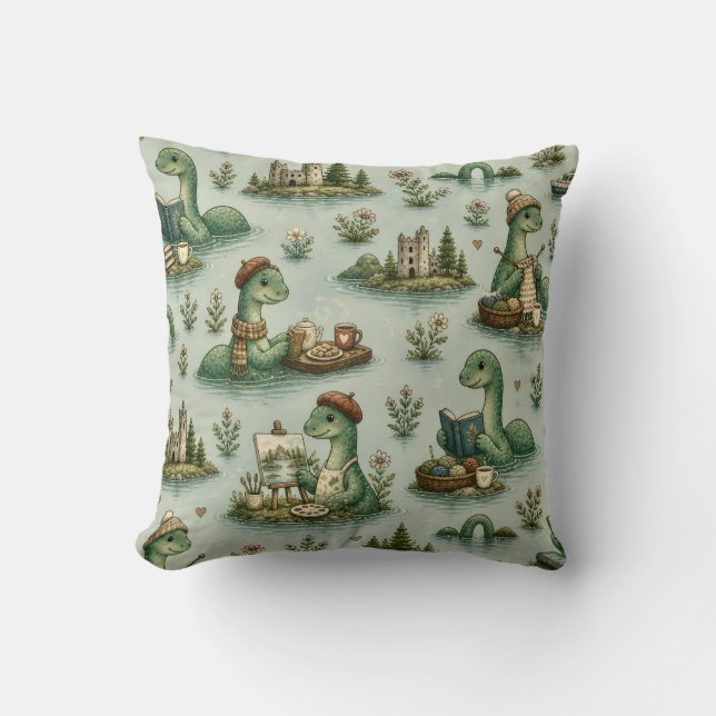 Cosy Cryptids Nessie Loch Ness Monster hobbies  Cushion (Front)