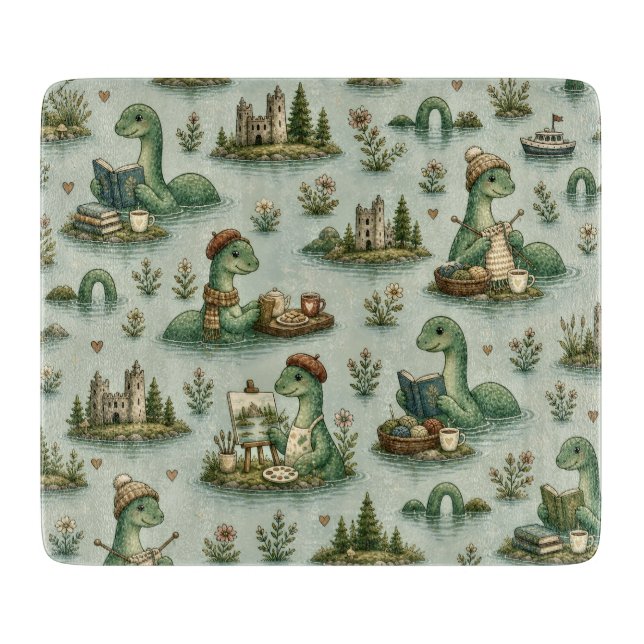 Cosy Cryptids Nessie Loch Ness Monster hobbies  Cutting Board (Front)
