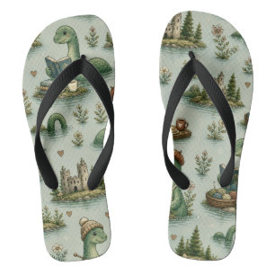 Cosy Cryptids Nessie Loch Ness Monster hobbies Flip Flops