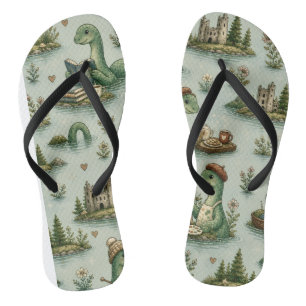 Cosy Cryptids Nessie Loch Ness Monster hobbies Flip Flops