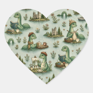 Cosy Cryptids Nessie Loch Ness Monster hobbies  Heart Sticker