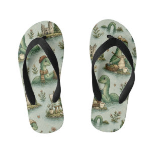 Cosy Cryptids Nessie Loch Ness Monster hobbies Kid's Flip Flops