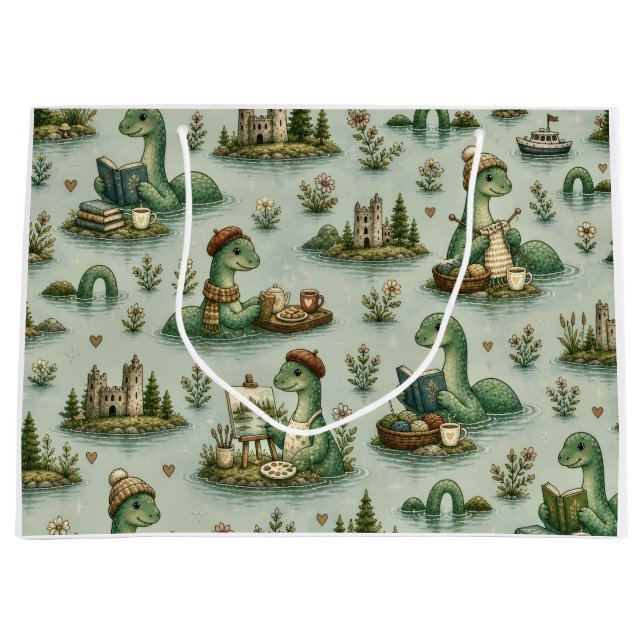 Cosy Cryptids Nessie Loch Ness Monster hobbies  Large Gift Bag (Front)