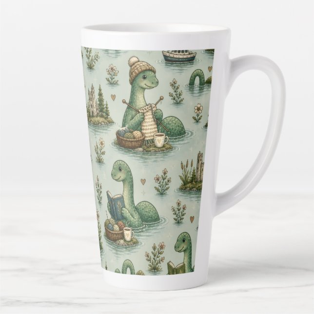 Cosy Cryptids Nessie Loch Ness Monster hobbies  Latte Mug (Right)