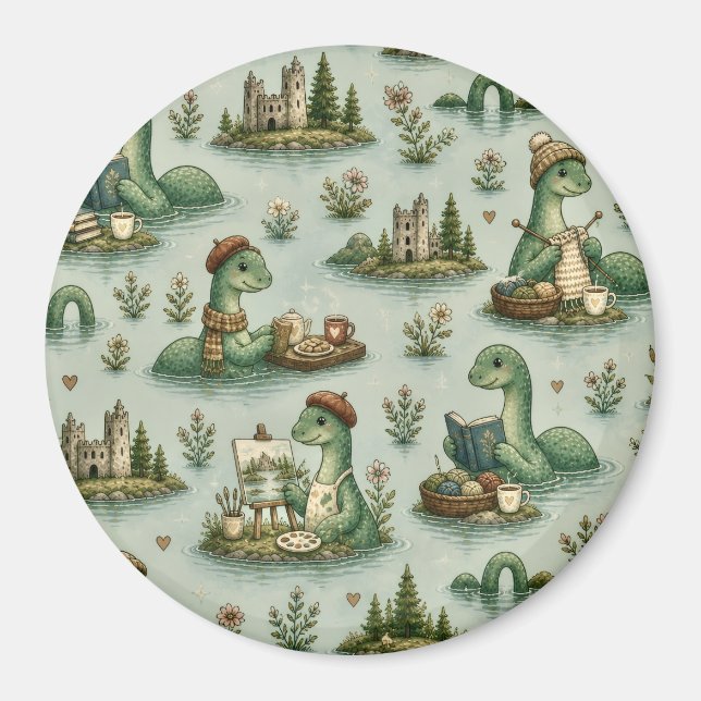 Cosy Cryptids Nessie Loch Ness Monster hobbies  Magnet (Front)