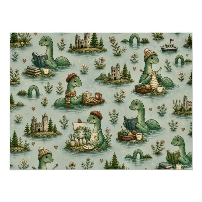 Cosy Cryptids Nessie Loch Ness Monster hobbies  Poster (Front)