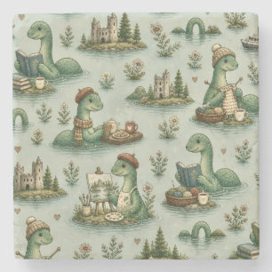 Cosy Cryptids Nessie Loch Ness Monster hobbies Stone Coaster