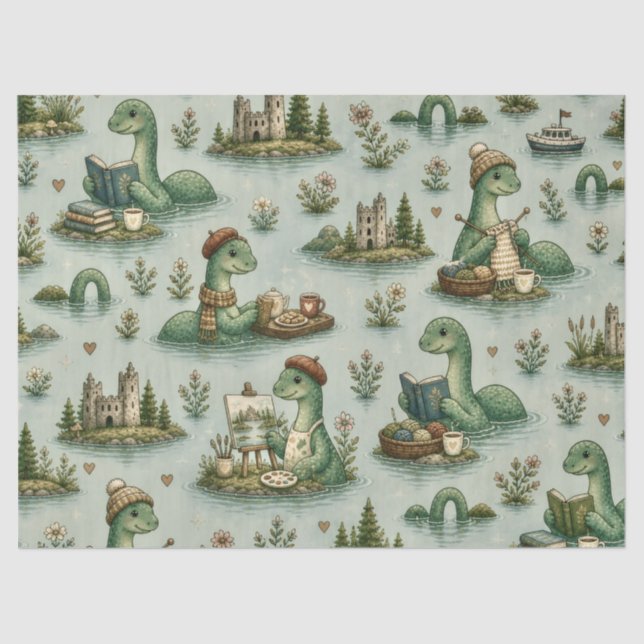 Cosy Cryptids Nessie Loch Ness Monster hobbies  Tissue Paper (Front)