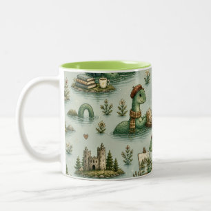 Cosy Cryptids Nessie Loch Ness Monster hobbies  Two-Tone Coffee Mug