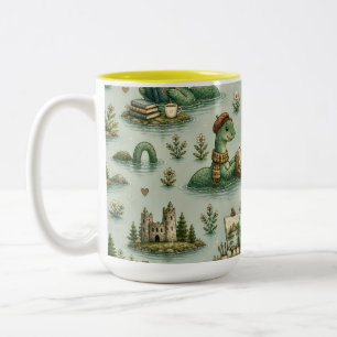 Cosy Cryptids Nessie Loch Ness Monster hobbies  Two-Tone Coffee Mug
