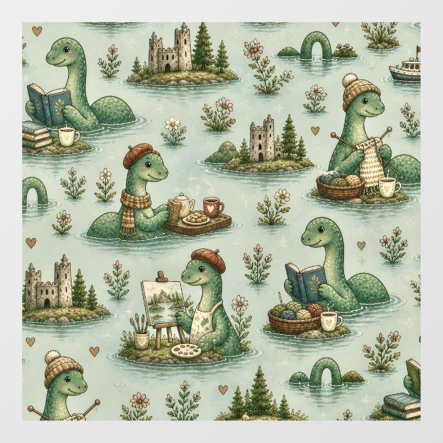 Cosy Cryptids Nessie Loch Ness Monster hobbies  Window Cling (Sheet)