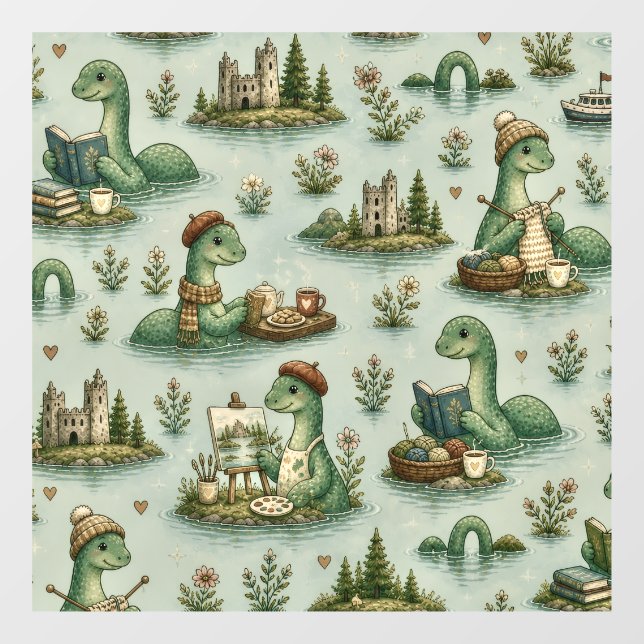 Cosy Cryptids Nessie Loch Ness Monster hobbies  Window Cling (Sheet)