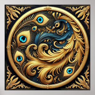 Cosy Curled Up Peacock Poster