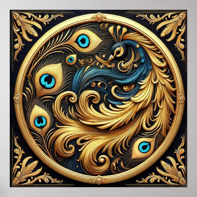 Cosy Curled Up Peacock Poster (Front)