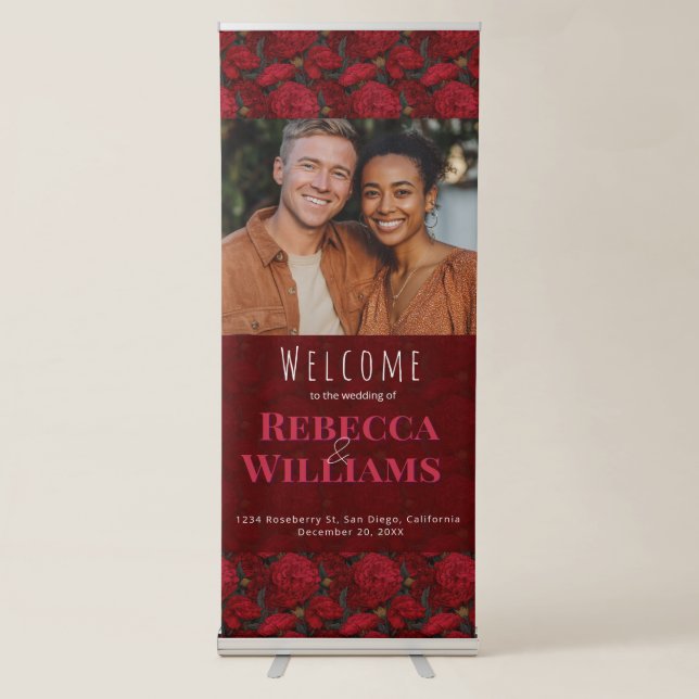 Cosy Custom Carnation Garden Mountain Wedding Retractable Banner (Front)