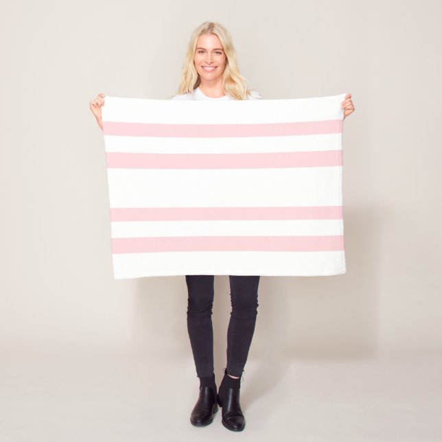 Cosy Custom Fleece Blanket Pink & White Stripe (In Situ)