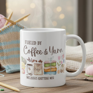 Cosy Custom Fuelled by Coffee & Yarn Knitting Love Mug