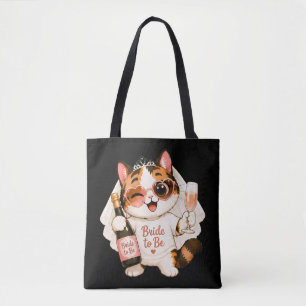 Cosy Cute Calico Cat Bride to be Tote Bag