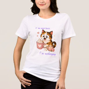 Cosy Cute Calico Cat Coffee - I'm not lazy Tri-Blend Shirt