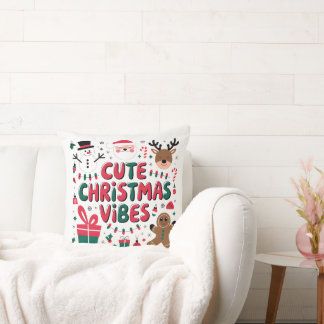Cosy "Cute Christmas Vibes" Throw Pillow