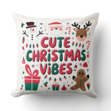 Cosy "Cute Christmas Vibes" Throw Pillow