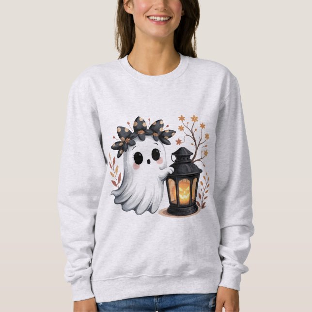 Cosy Cute Ghost Halloween Sweatshirt  (Front)