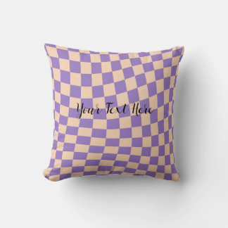 Cosy Cute Lavender Chequerboard Distorted Cushion