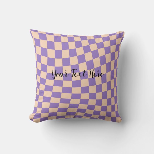 Cosy Cute Lavender Chequerboard Distorted Cushion (Front)