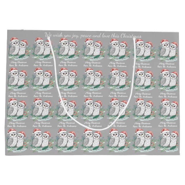 Cosy Cute Owl Christmas Gift Bag (Back)