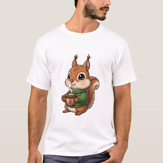 Cosy Cute Squirrel Wearing Green Knitted Sweater (Front)