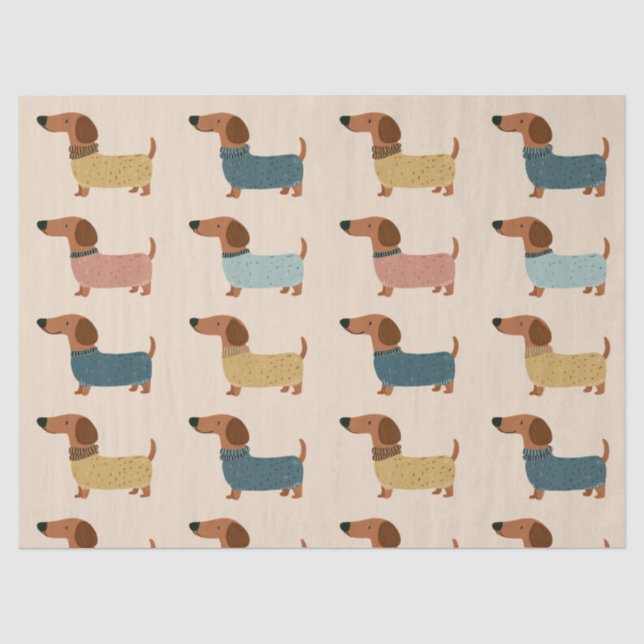 Cosy Dachshund Sweater Pattern Tissue Paper (Front)