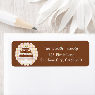 Cosy Dark Cocoa Brown Plaid Cake Return Address